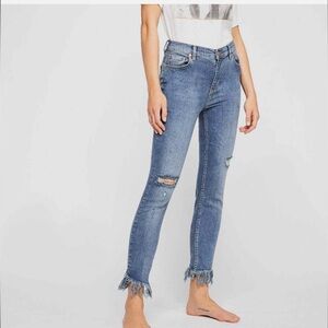 Free People Great Heights Frayed Skinny Jeans
